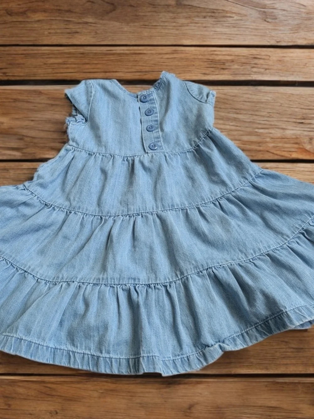 Hanna Andersson Light Blue Tiered Denim Dress Size 3T